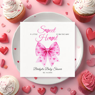Guardanapo De Papel Pink Bow Sweetheart girl Valentine's Baby shower 