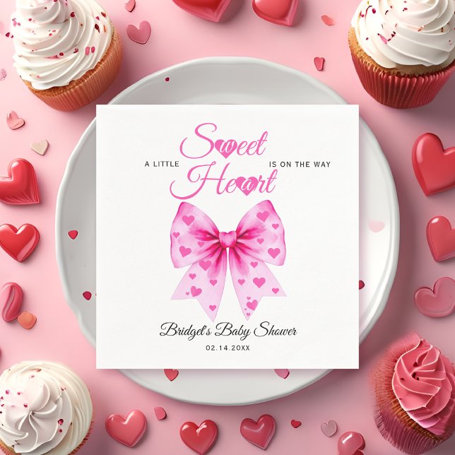 Guardanapo De Papel PInk Bow Sweetheart girl Valentine's Baby shower  (Criador carregado)