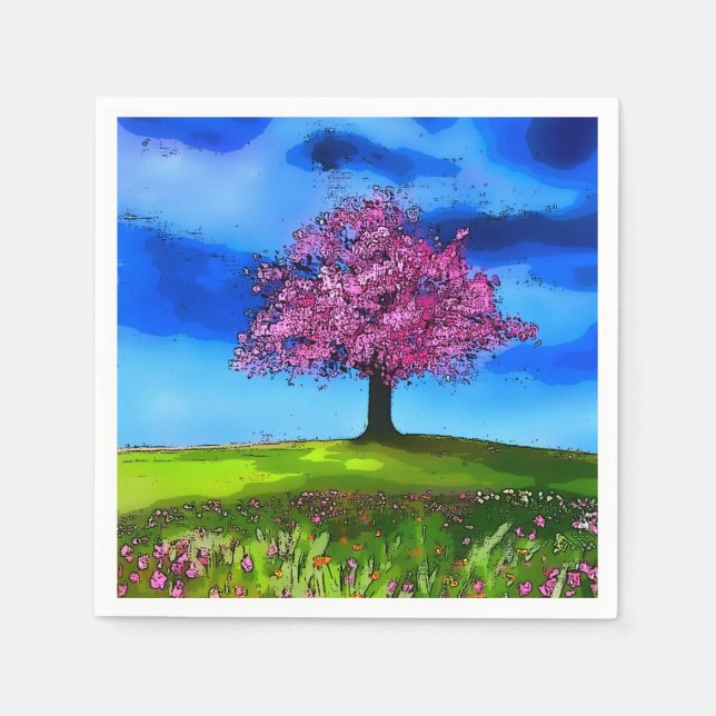 Guardanapo De Papel Pink Cherry Tree (Frente)