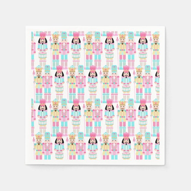 Guardanapo De Papel Pink Christmas Paste Nutcracker Ballet Soldiers (Frente)