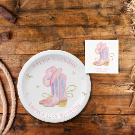 Guardanapo De Papel Pink Cowgirl Boots Western Birday