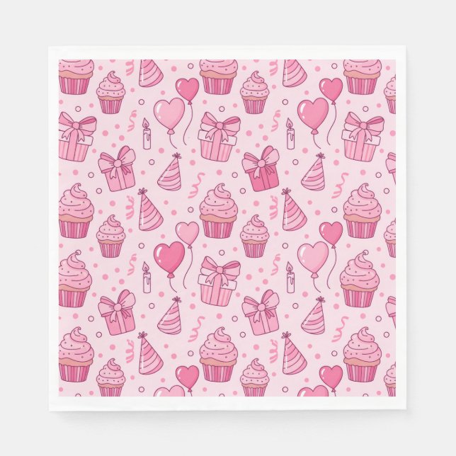 Guardanapo De Papel Pink Cupcake Birthday Napkins (Frente)