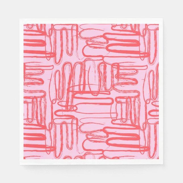 Guardanapo De Papel Pink Curve Wavy Squiggle Abstract Modern (Frente)