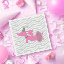Pink Dachshund Ballerina Tutu Partido Napkins
