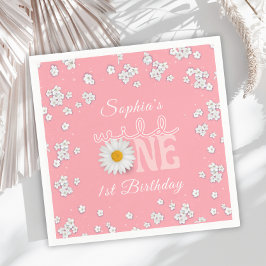 Guardanapo de papel Pink Daisy Wild One 1º anivers