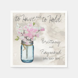 GUARDANAPO DE PAPEL PINK DOCE PEAS VINTAGEM MASON JAR WATERCOLOR