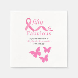 Guardanapo De Papel Pink Fifty Fabulous Fighting Cancer 50th Birthday