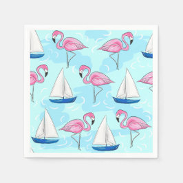 Guardanapo De Papel Pink Flamingo Blue Sailboat Preppy