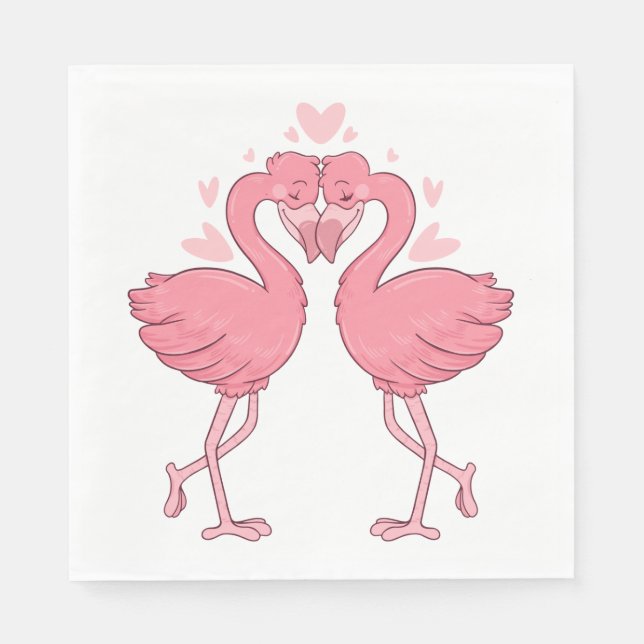 Guardanapo De Papel Pink Flamingo Love Tropical Beach Wedding (Frente)