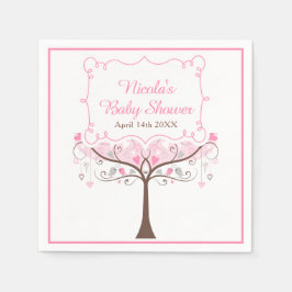 Guardanapo De Papel Pink Floral Bird Baby Shower