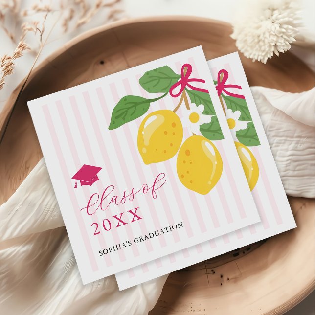 Guardanapo De Papel Pink Freshly Lemon Citrus Graduation Party (Criador carregado)