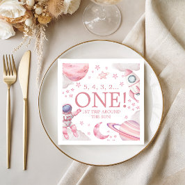 Guardanapo De Papel Pink Galaxy First Trip Around the Sun Napkin