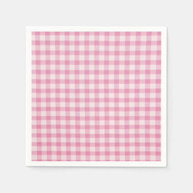 Guardanapo De Papel Pink Gingham Patterno (Frente)