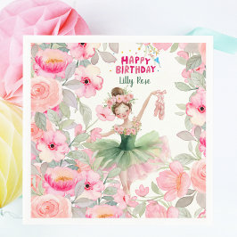 Guardanapo De Papel Pink & Green Custom Ballerina Birthday