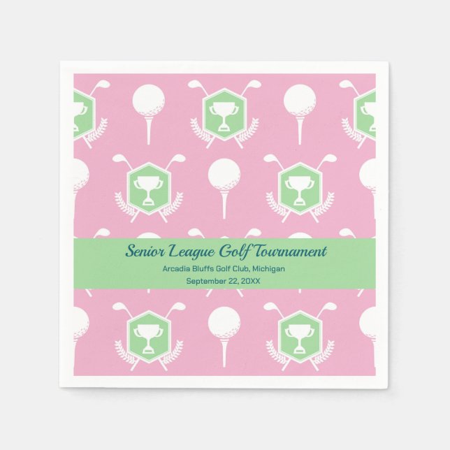 Guardanapo De Papel Pink & Green - Golf Party Tableware (Frente)