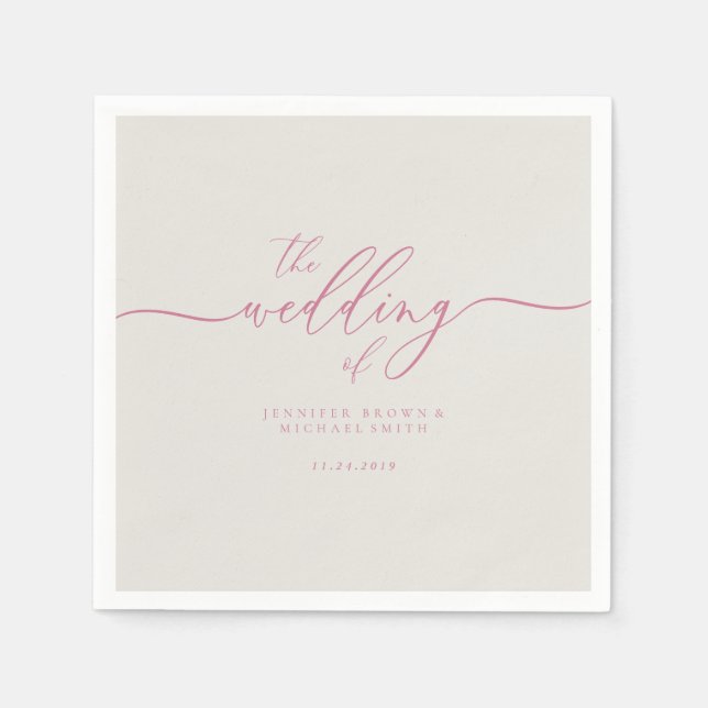 Guardanapo De Papel Pink Ivory Wedding (Frente)
