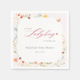 Guardanapo De Papel Pink Ladybug Garden Floral Baby Shower