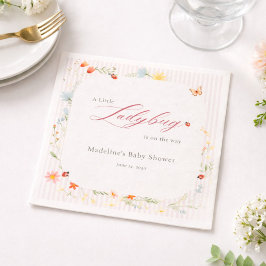 Guardanapo De Papel Pink Ladybug Garden Floral Baby Shower