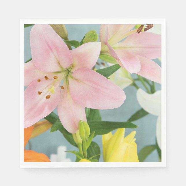 Guardanapo De Papel Pink Lily Luncheon Napkin (Frente)