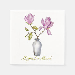 Guardanapo De Papel Pink Magnolia Watercolor Botanical