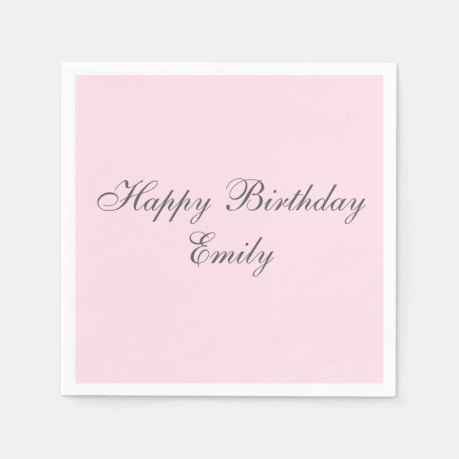 Guardanapo De Papel Pink Minimalist Birthday Party Napkins (Frente)