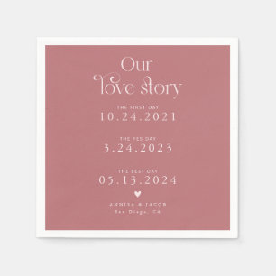 Guardanapo De Papel Pink Our Love Story Retro Casamento Napkin