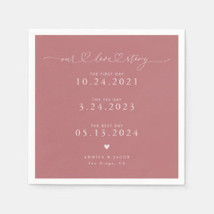 Guardanapo De Papel Pink Our Love Story Script Heart Wedding