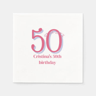 Guardanapo De Papel PINK PASTEL 50 aniversário data nome adicionar 