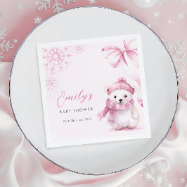 Guardanapo De Papel Pink Polar Bear Baby Shower Napkins