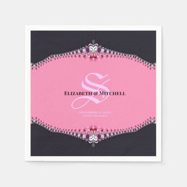 Guardanapo De Papel Pink Princess Lace Special Day Engagement Wedding (Frente)