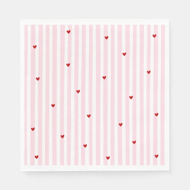 Guardanapo De Papel Pink Red Hearts Little Sweetheart Baby Shower (Frente)
