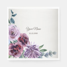 Guardanapo De Papel Pink Red Purple Floral Watercolor Wedding Party