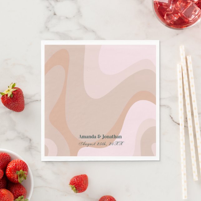 Guardanapo De Papel Pink Retro Wave Monograma Casamento Napkins (Insitu)