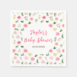 Guardanapo De Papel Pink Roses Floral Baby Shower