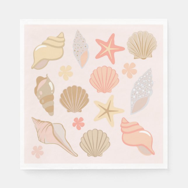 Guardanapo De Papel Pink Seashells Pattern (Frente)