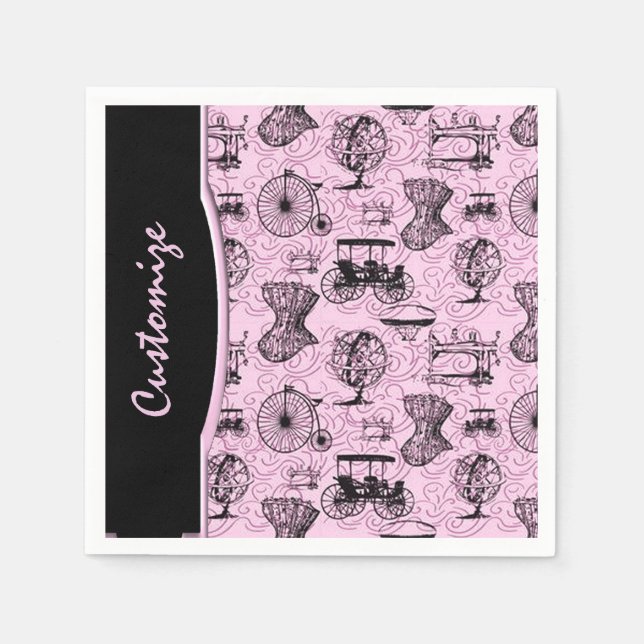 Guardanapo De Papel Pink Steampunk Patterno Napkins (Frente)