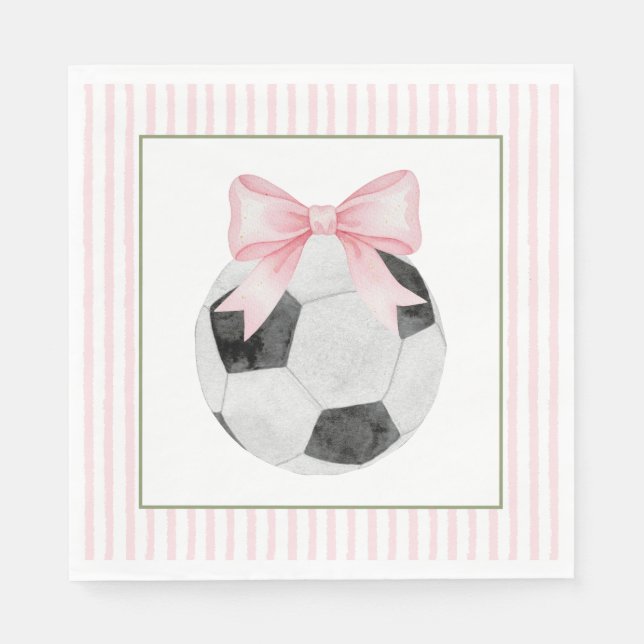 Guardanapo De Papel Pink Stripe Soccer  (Frente)