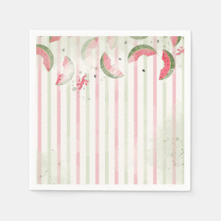 Guardanapo De Papel Pink Striped Watermelon First Birthday Party Invit