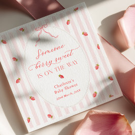 Guardanapo De Papel Pink Stripes Berry Sweet Baby Shower Invitation