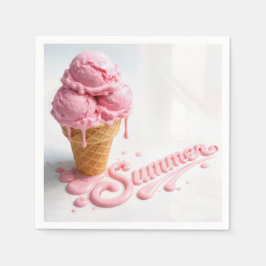 Guardanapo De Papel Pink Summer Ice Cream Cone