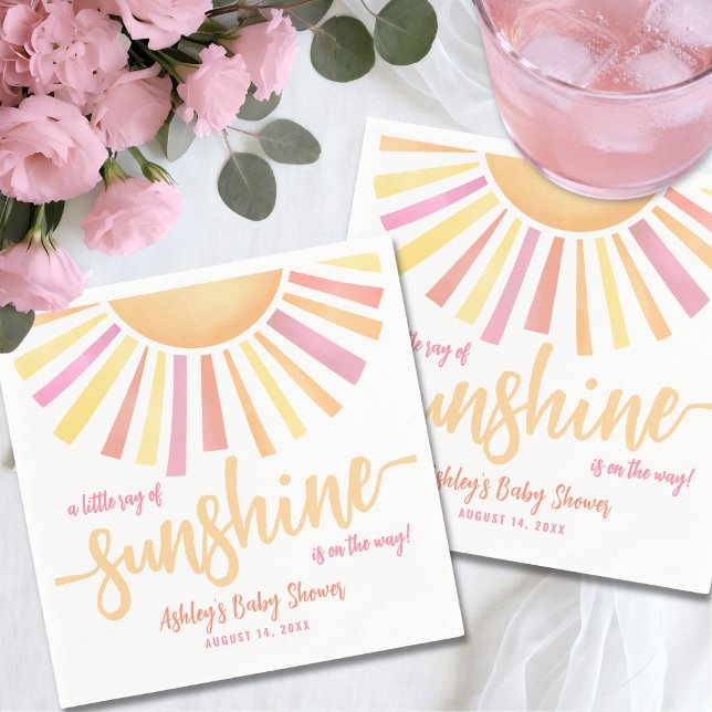 Guardanapo De Papel Pink Sun Baby Shower (Pink Sun Baby Shower Napkins)