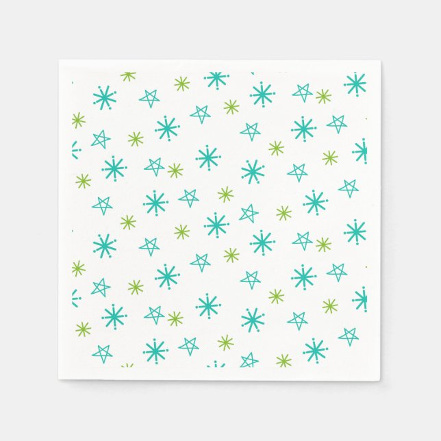 Guardanapo De Papel Pink Teal Verde Estrelas Natal Moderno  (Frente)