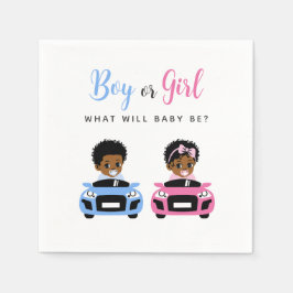 Guardanapo De Papel Pink vs Blue Car Race Gender Reveal Napkins