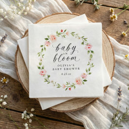 Guardanapo De Papel Pink Watercolor Floral Garden in Bloom Baby Shower