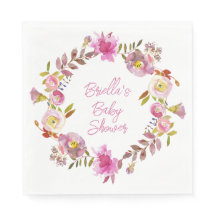 Pink Watercolor Floral Wreath