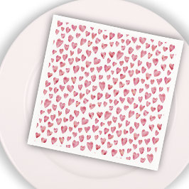 Guardanapo De Papel Pink Watercolor Love Heart Paper Napkin