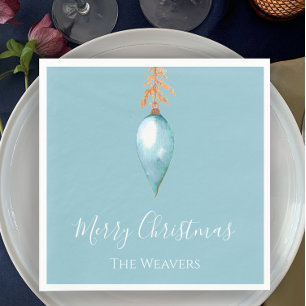 Guardanapo De Papel Pintado à Mão Azul Aquarela Natal Personalizado