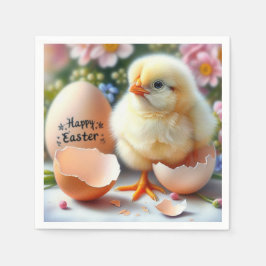 Guardanapo De Papel Pintinho de páscoa emergente da casca do ovo