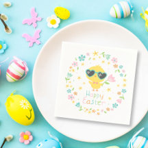 Pintinho de Páscoa giro com flores