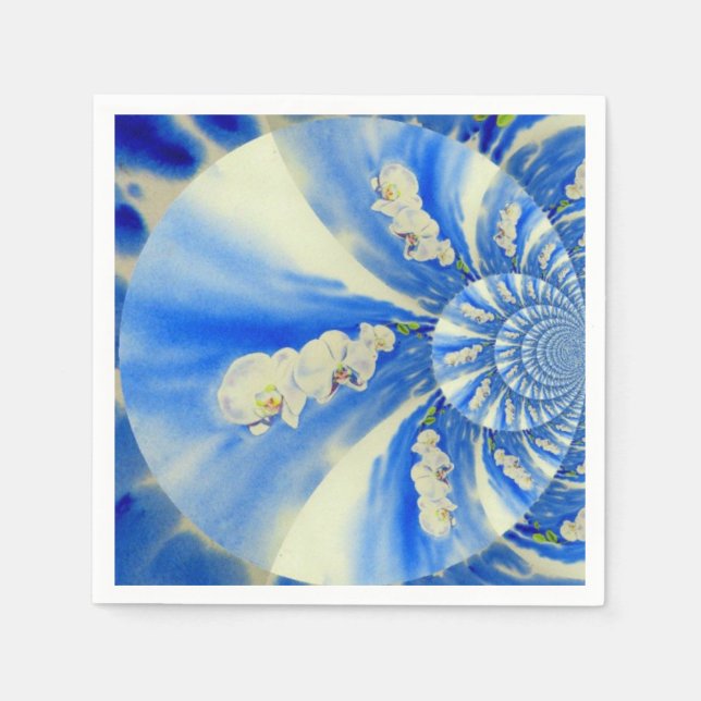 Guardanapo De Papel Pintor branco de orquídea elegante (Frente)